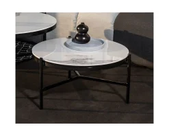 Table basse en céramique et aluminium, diam.60 