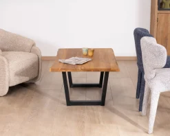 Table basse esprit loft en teck recyclé “Lasia” avec piètement métal noir en U