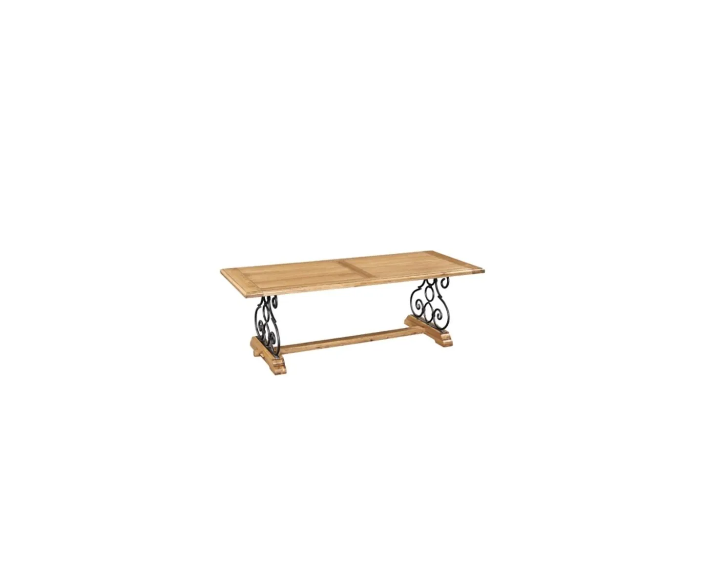 Table basse fer forgé chêne massif "Antique"