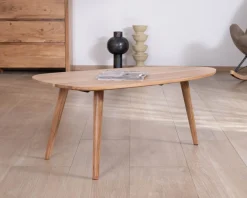 Table basse forme bateau style scandinave "Voluto" 110 cm en acacia massif