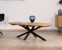 Table basse forme bateau en teck naturel 