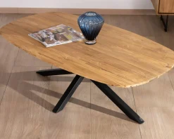Table basse forme bateau en teck naturel 