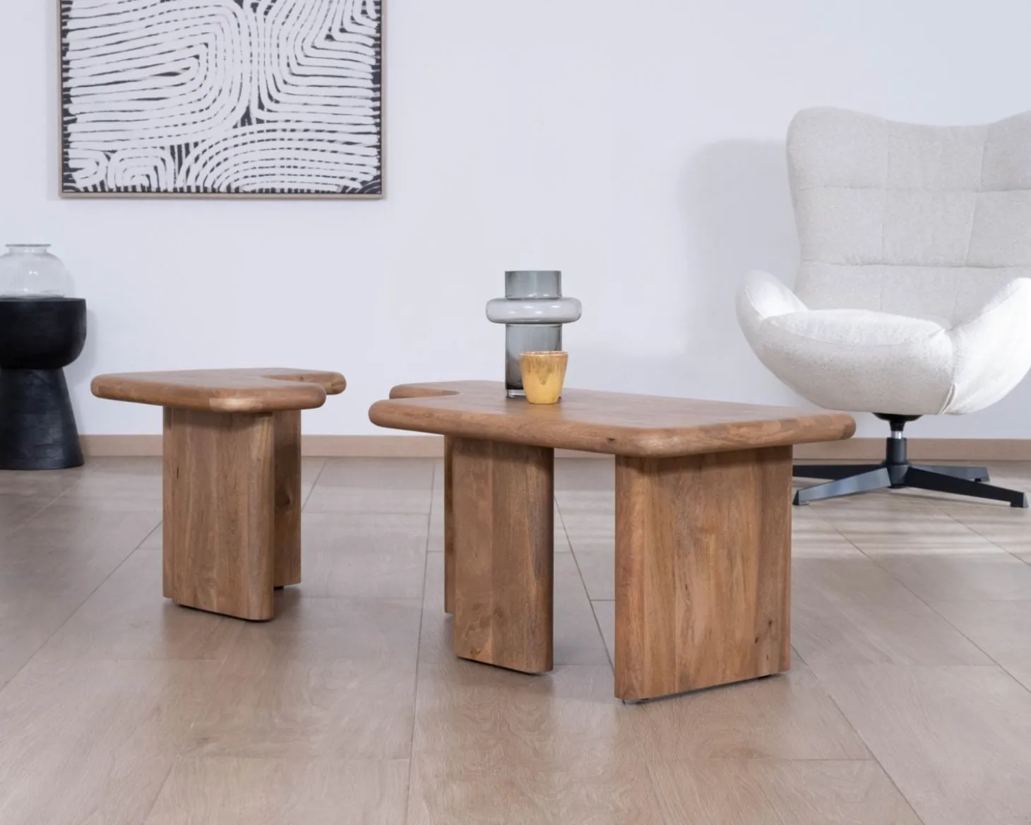 Table basse modulable en manguier "Naura" esprit organique