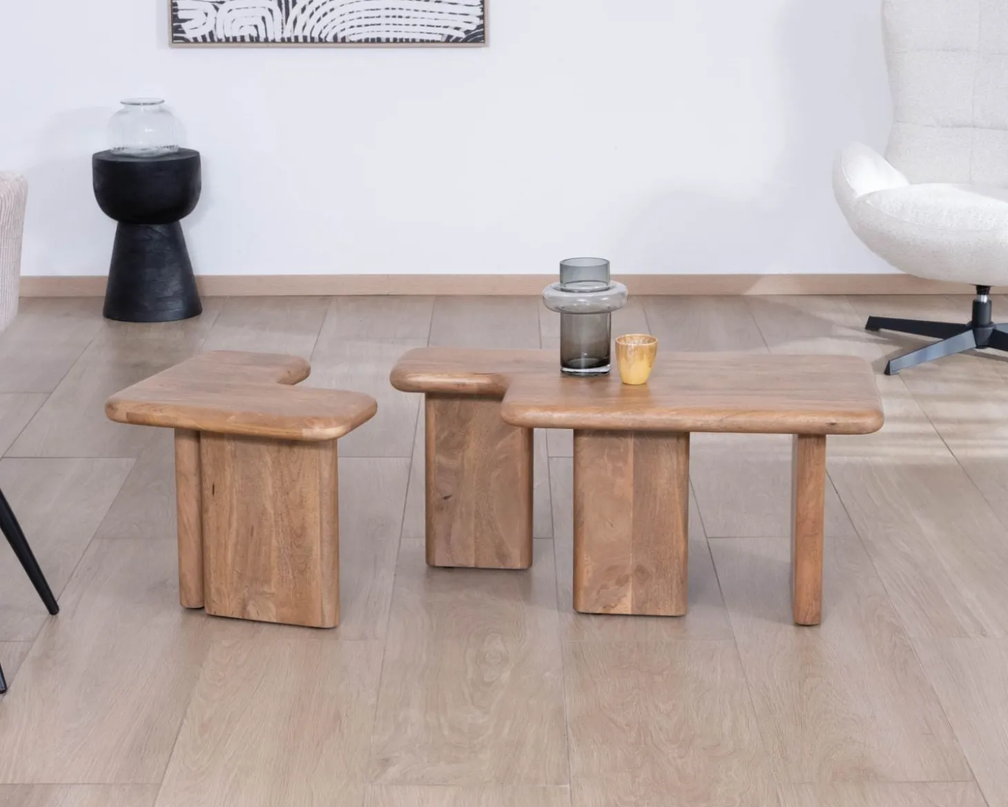 Table basse modulable en manguier "Naura" esprit organique