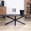 Table basse noire plateau ellipse en manguier massif sablé et pieds métal 3D "Pise"