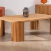 Table basse épurée avec pieds cannelés style rétro en chêne huilé "Winton"