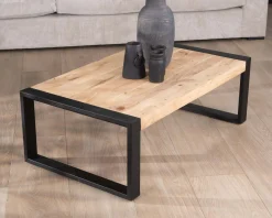 Table basse rectangle de style industriel métal et bois "Montréal"