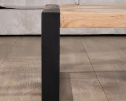 Table basse rectangle de style industriel métal et bois 
