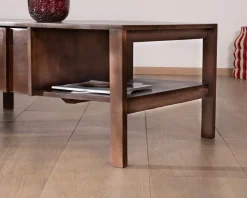 Table basse rectangulaire esprit zen en manguier teinte noyer "Sicora "