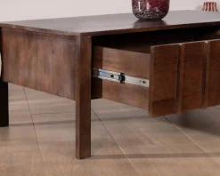 Table basse rectangulaire esprit zen en manguier teinte noyer 