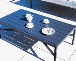 Table basse rectangulaire style classique chic en aluminium "Chambord"