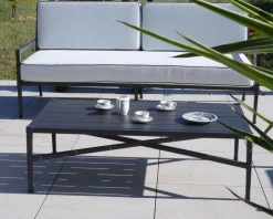 Table basse rectangulaire style classique chic en aluminium "Chambord"