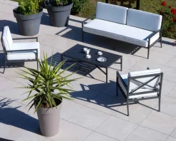 Table basse rectangulaire style classique chic en aluminium 
