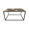 Table basse rectangulaire métal et bois piétement aérien "Camaïeu"