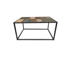 Table basse rectangulaire métal et bois piétement aérien "Camaïeu"