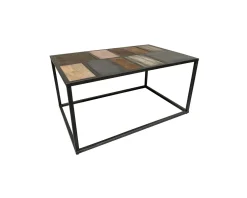 Table basse rectangulaire métal et bois piétement aérien 