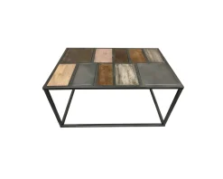 Table basse rectangulaire métal et bois piétement aérien 