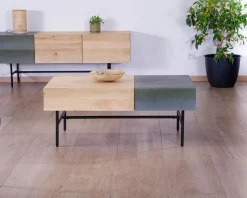 Table basse rectangulaire bois et métal 100x55 cm "Elegancy"