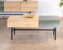 Table basse rectangulaire bois et métal 100x55 cm "Elegancy"