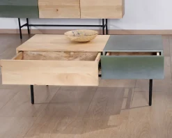 Table basse rectangulaire bois et métal 100x55 cm 