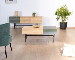 Table basse rectangulaire bois et métal 100x55 cm 
