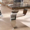 Table basse rectangulaire bois recyclé rustique, plateau verre et pieds design métal brillant opium "Timber"