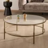 Table basse ronde 90 cm en laiton doré et plateau verre "Gilt Antique" style contemporain chic