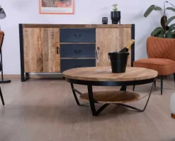 Table basse ronde avec double plateau bois "Andy" diam. 100cm