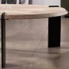 Table basse ronde design en acacia et 3 pieds métal noir "Shelley"
