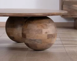 Table basse ronde design épuré et organique en manguier massif "Oxyma"