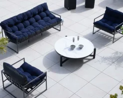 Table basse ronde en céramique et aluminium, diam. 126 "Sokha Beach"