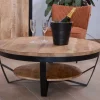 Table basse ronde en manguier massif et métal "Andy" diam. 90cm