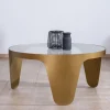 Table basse ronde laiton antique et verre "Gilt Antique"
