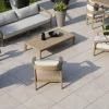 Table basse spécial extérieur design épuré en teck finition naturelle sablée "Vérone"