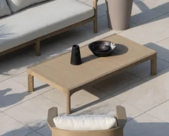 Table basse spécial extérieur design épuré en teck finition naturelle sablée "Vérone"