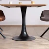 Table carrée 90 cm esprit bistrot en acacia "Piccadilly" pied tulipe en métal
