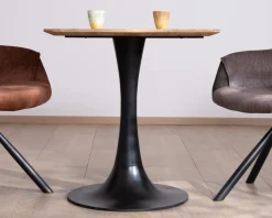 Table carrée esprit bistrot en manguier naturel "Piccadilly" 70 cm