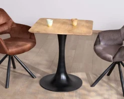 Table carrée esprit bistrot en manguier naturel 