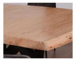 Table carrée 150x150 cm acacia naturel massif et métal noir 