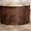 Table d'appoint design en travertin et manguier "Archipel" forme naturelle