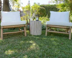 Table d'appoint style ethnique en branches de teck 