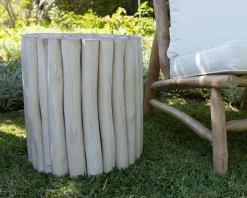Table d'appoint style ethnique en branches de teck 