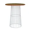 Table de bar loft en bois et métal blanc "Hello"