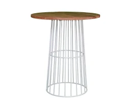 Table de bar loft en bois et métal blanc "Hello"