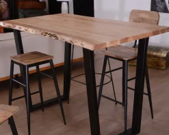 Table de bar 150x90 métal et acacia massif naturel "Jaffna"