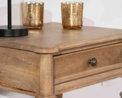 Table de chevet en manguier naturel massif style classique