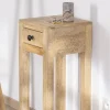 Table de chevet haute ou sellette avec 1 tiroir "Manoha" en manguier H 70 cm