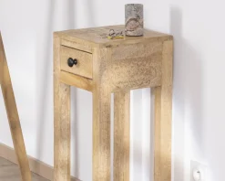 Table de chevet haute ou sellette avec 1 tiroir "Manoha" en manguier H 70 cm