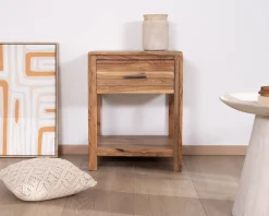 Table de chevet ou d'appoint en acacia avec tiroir 