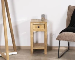Table de chevet structure ouverte et 1 tiroir "Manoha" en manguier H 60 cm